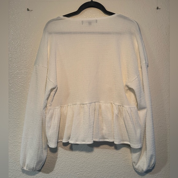 White Crochet-Trim Button Front Women's Top - Picture 2 of 2